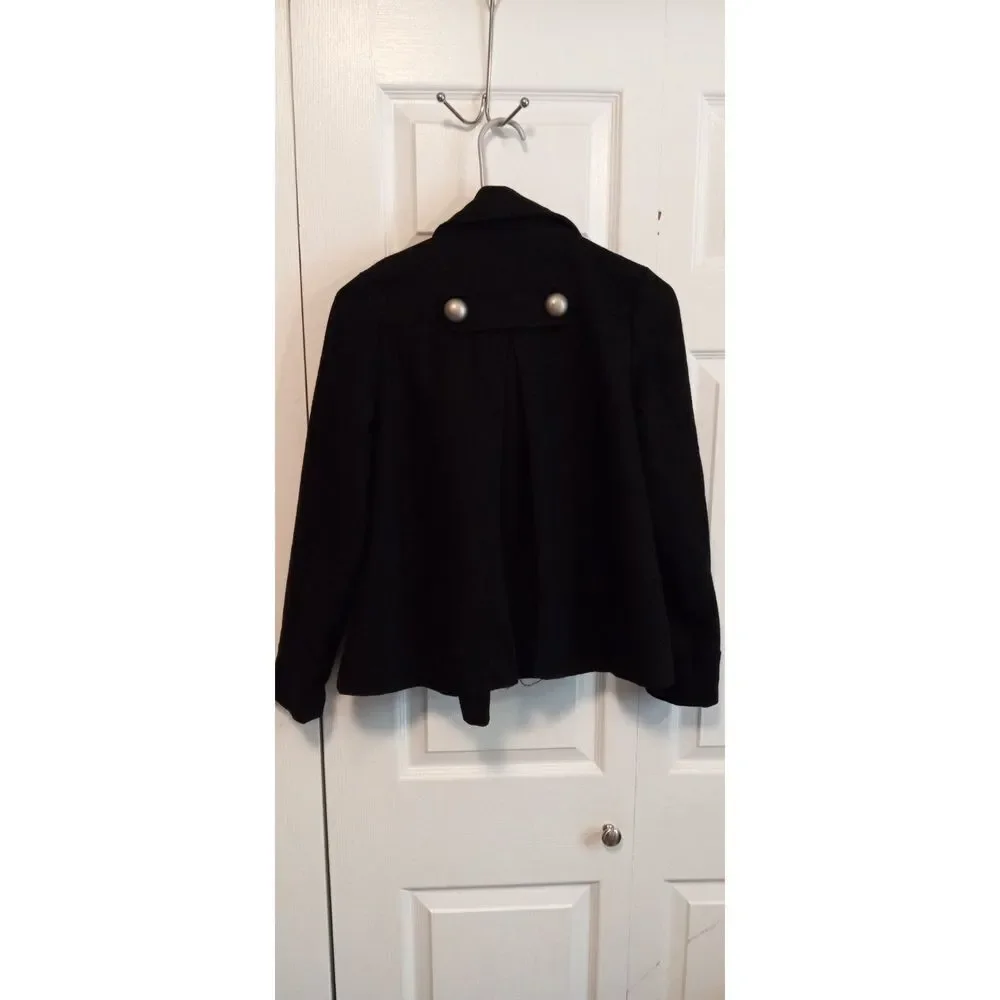 Me Jane kids black wool blend‎ large button front jacket